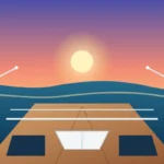 عرشه کشتی تفریحی در نور غروب